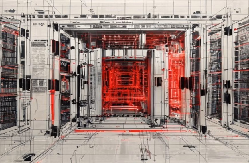 Data center financial assurance requirement illustrated as a bank vault door in a server hall