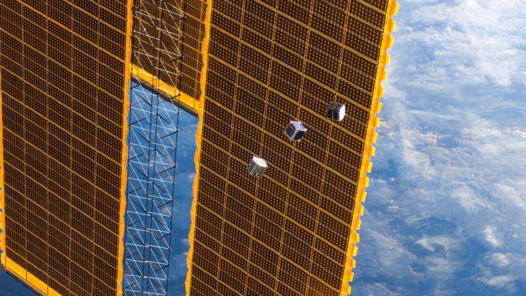 CubeSats deployed in orbit, the radiation environment where 2D semiconductors outlast silicon