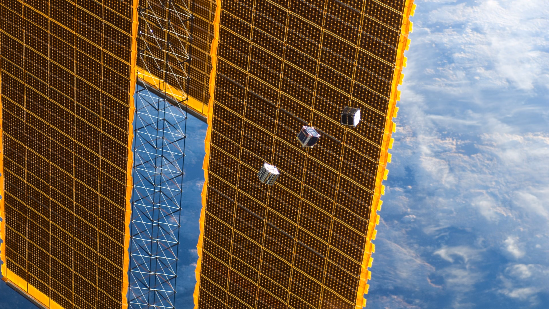 CubeSats deployed in orbit, the radiation environment where 2D semiconductors outlast silicon