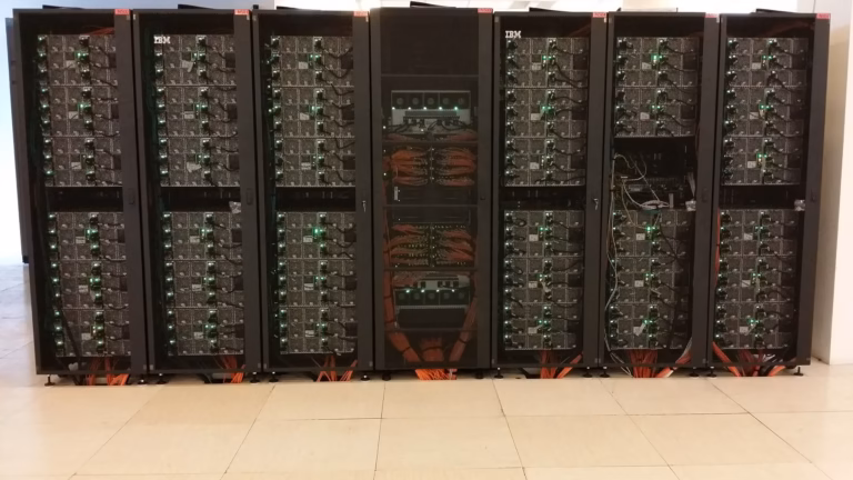 A high-density compute rack, the kind whose power draw pushed AI data centres from 54V busbars to 800V DC