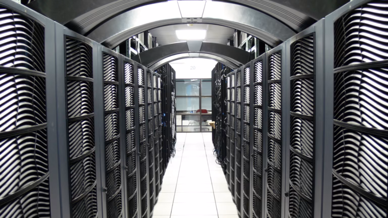 A data centre hall in Virginia, the state at the centre of American data-centre opposition