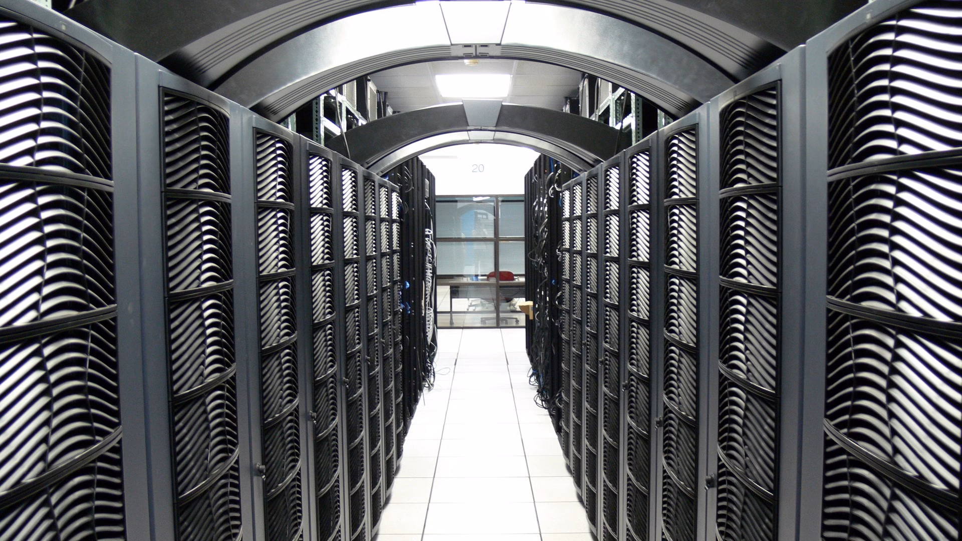 A data centre hall in Virginia, the state at the centre of American data-centre opposition