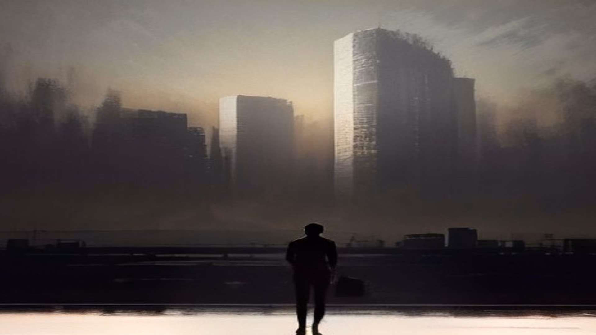 Silhouetted figure facing a hazy skyline symbolizing data center opposition and political battles over AI infrastructure