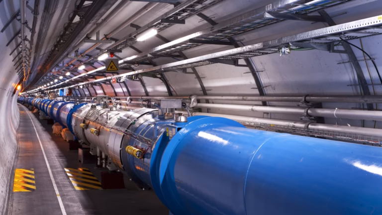 The Large Hadron Collider tunnel, where superconducting dipole magnets are held at 1.9 kelvin