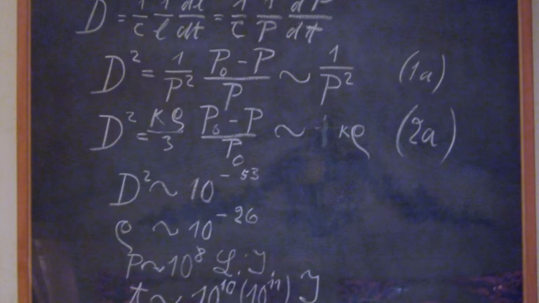 Un tableau noir conservé d'une conférence donnée par Albert Einstein à Oxford en 1931, couvert de ses équations à la craie