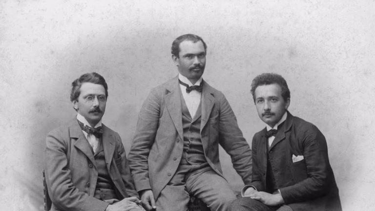 Conrad Habicht, Maurice Solovine and a young Albert Einstein, right, photographed in Bern around 1903